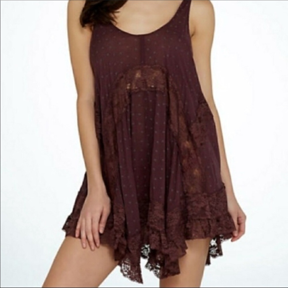 Free People She Swings lace tunic slip dress
